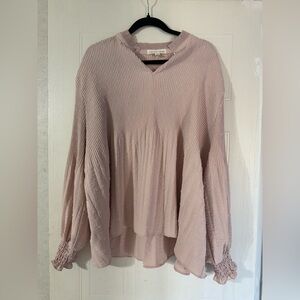Elegant Mauve Pleated Women's Blouse